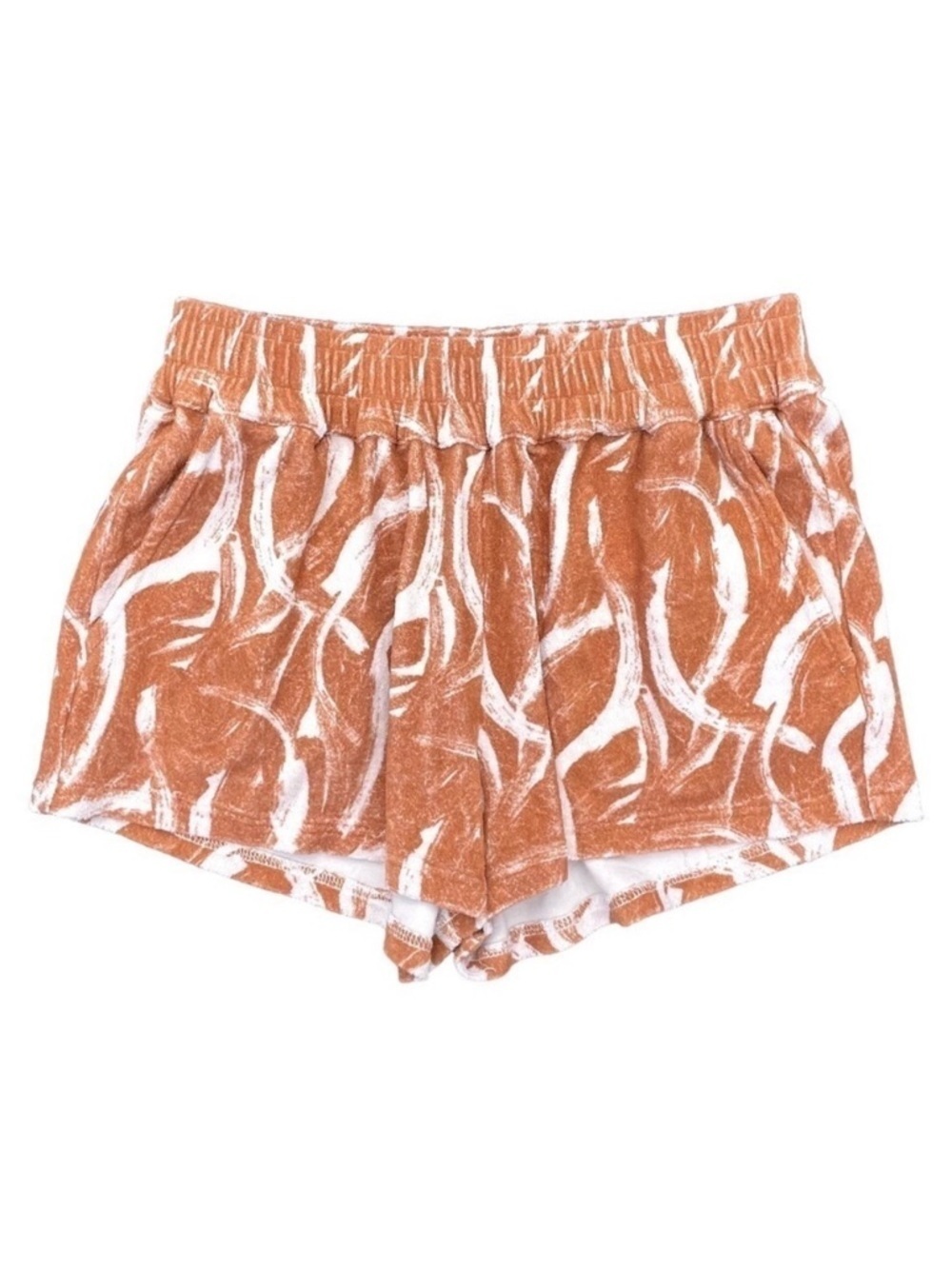 Stone Fox swim beach shorts summer lounge pull-on tan white women small